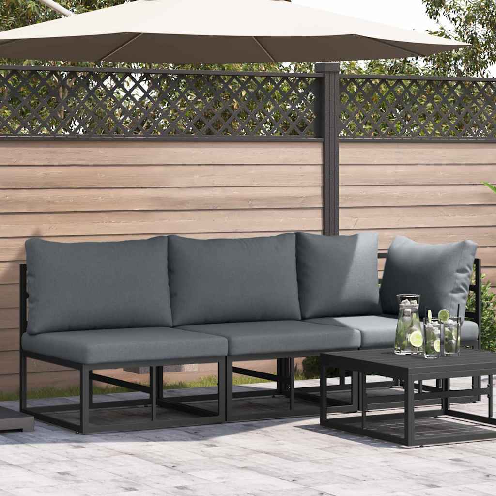 Outdoor Furniture with Cushion with Pillow Black Aluminium