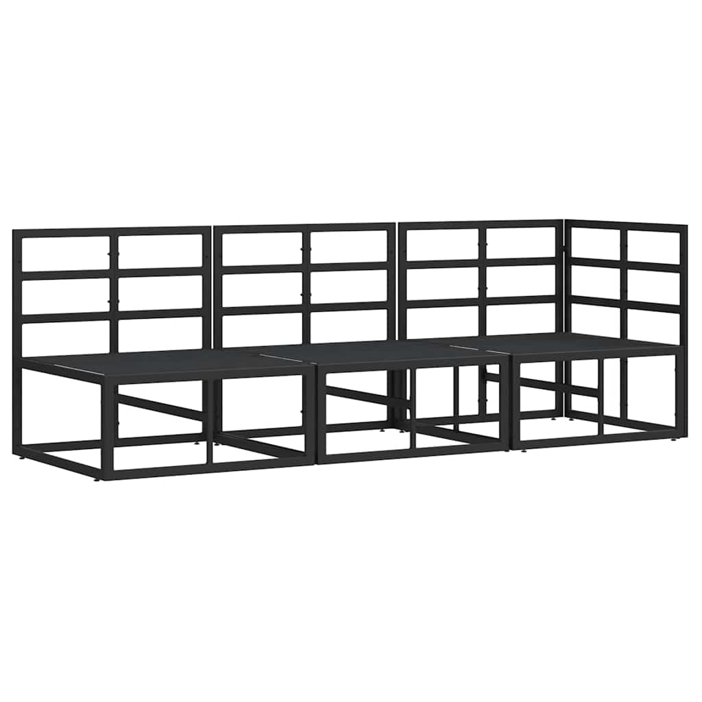 Outdoor Furniture with Cushion with Pillow Black Aluminium