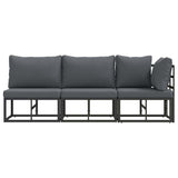 Outdoor Furniture with Cushion with Pillow Black Aluminium