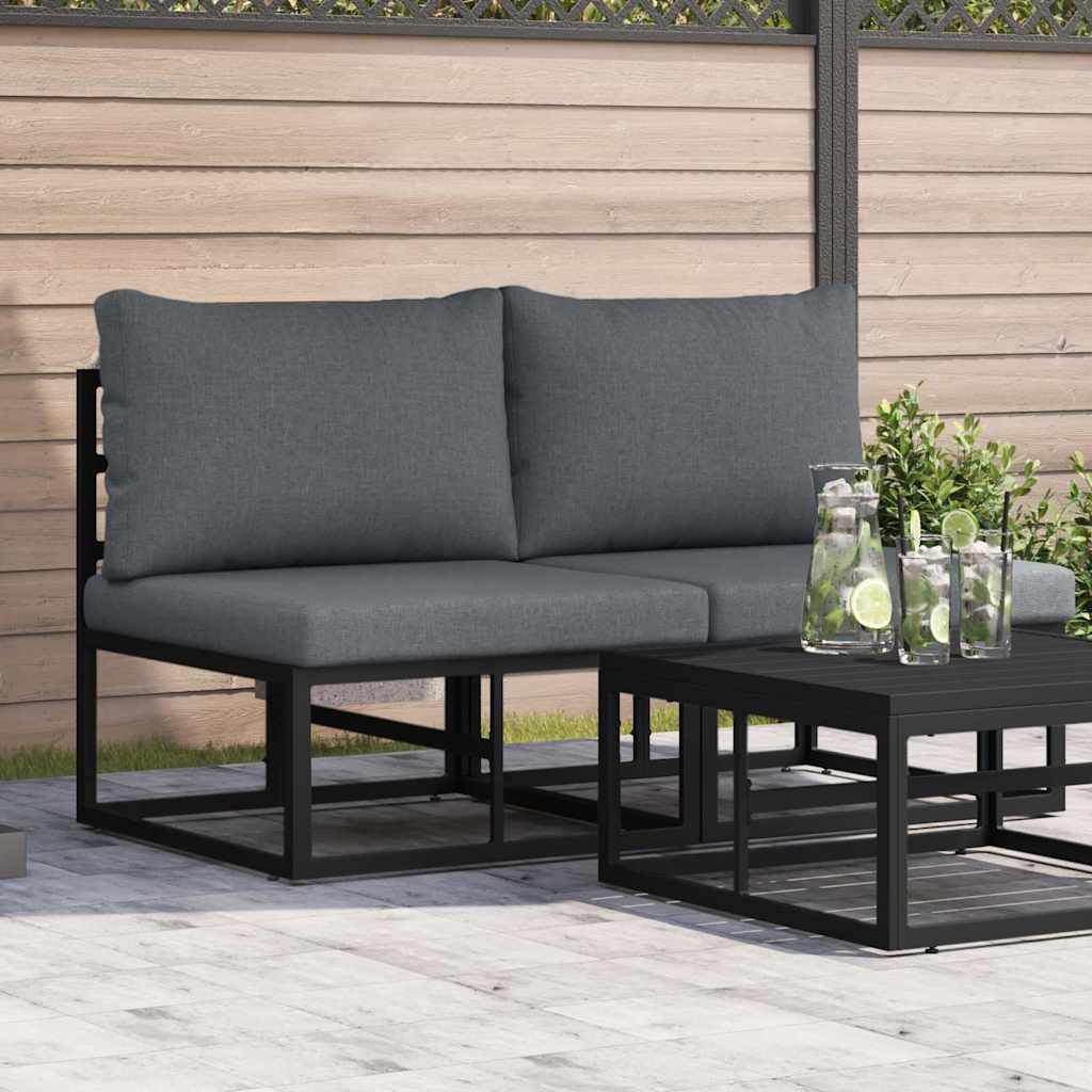 Outdoor Furniture with Cushion with Pillow Black Aluminium
