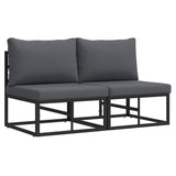 Outdoor Furniture with Cushion with Pillow Black Aluminium