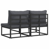 Outdoor Furniture with Cushion with Pillow Black Aluminium