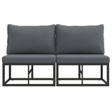 Outdoor Furniture with Cushion with Pillow Black Aluminium