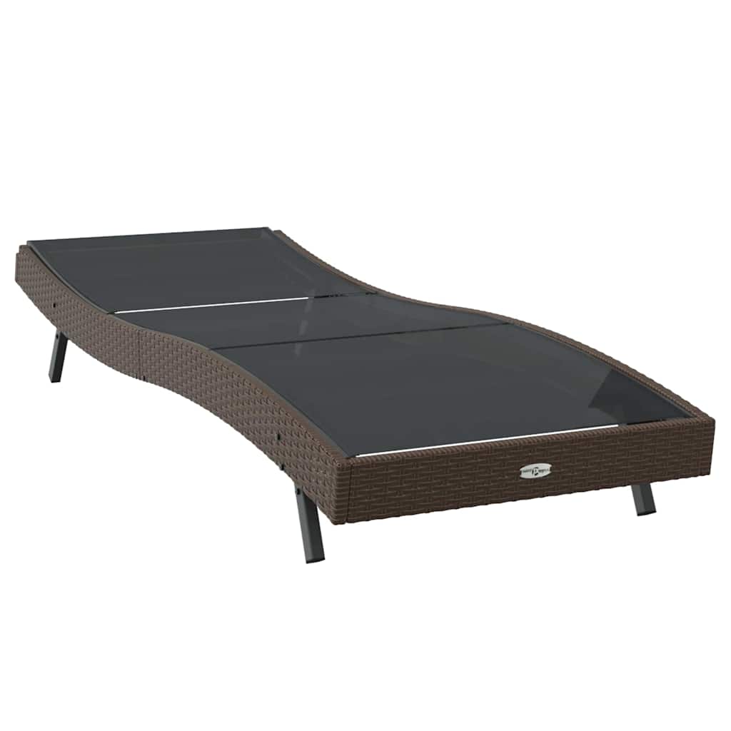Sunlounger Brown 70 x 197 x 82 cm Poly Rattan and Metal