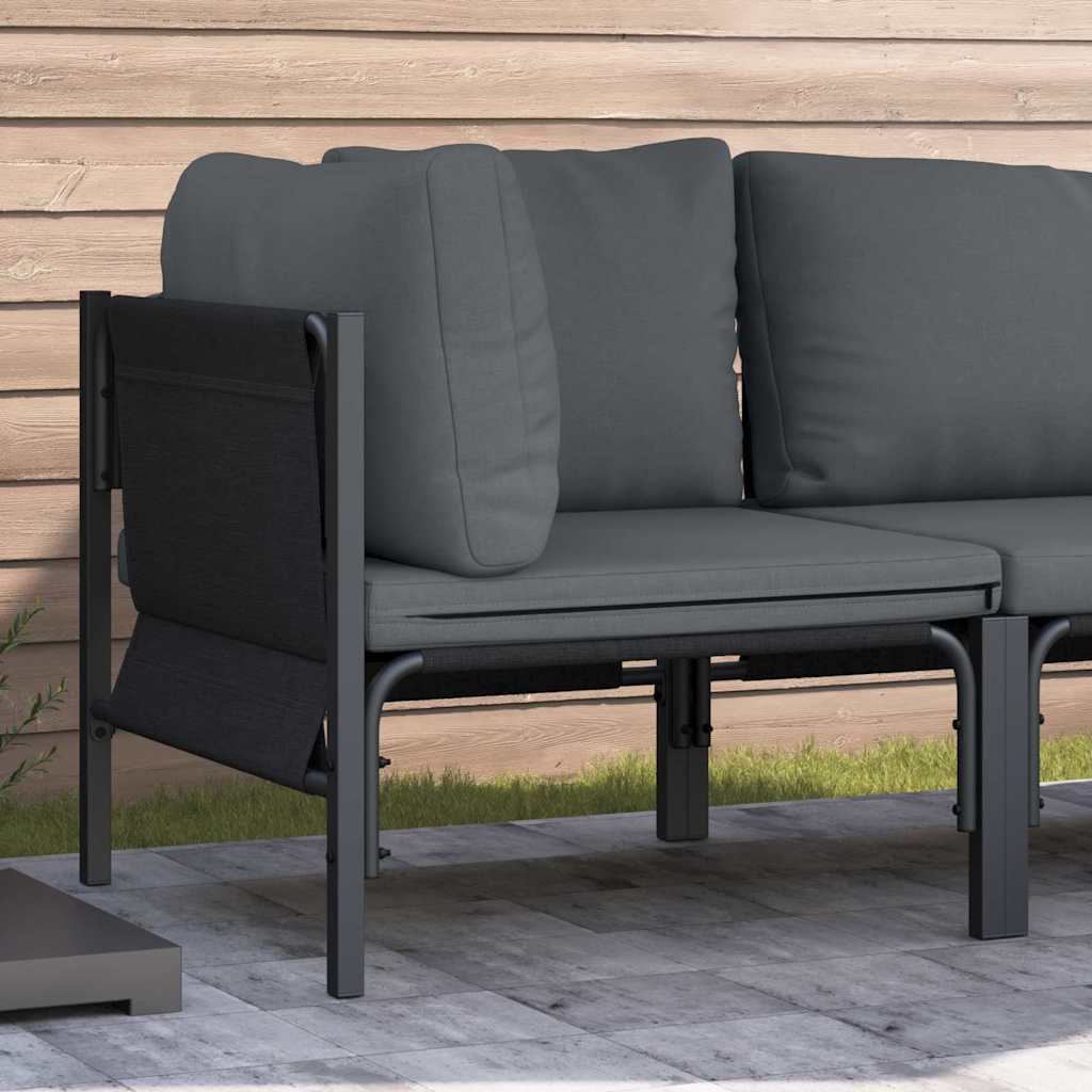 Outdoor Furniture with Cushion with Pillow Anthracite Steel