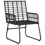 Garden Dining Set 3 pcs Black and Anthracite Poly rattan, steel