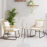 Garden Dining Set 3 pcs Brown and Cream Poly rattan, steel