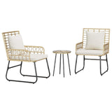 Garden Dining Set 3 pcs Brown and Cream Poly rattan, steel