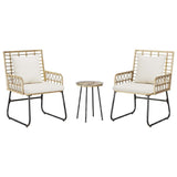 Garden Dining Set 3 pcs Brown and Cream Poly rattan, steel