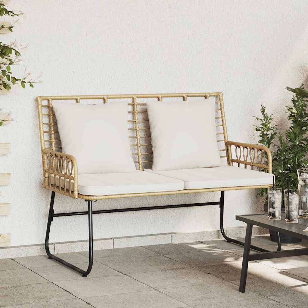 Garden Bench Brown and Cream Poly rattan, steel
