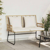 Garden Bench Brown and Cream Poly rattan, steel