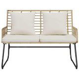 Garden Bench Brown and Cream Poly rattan, steel