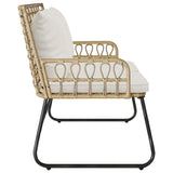Garden Bench Brown and Cream Poly rattan, steel
