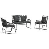 Garden Dining Set 3 pcs Black and Anthracite Poly rattan, steel