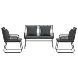 Garden Dining Set 3 pcs Black and Anthracite Poly rattan, steel