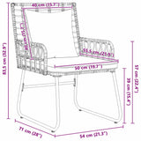 Garden Dining Set 3 pcs Black and Anthracite Poly rattan, steel