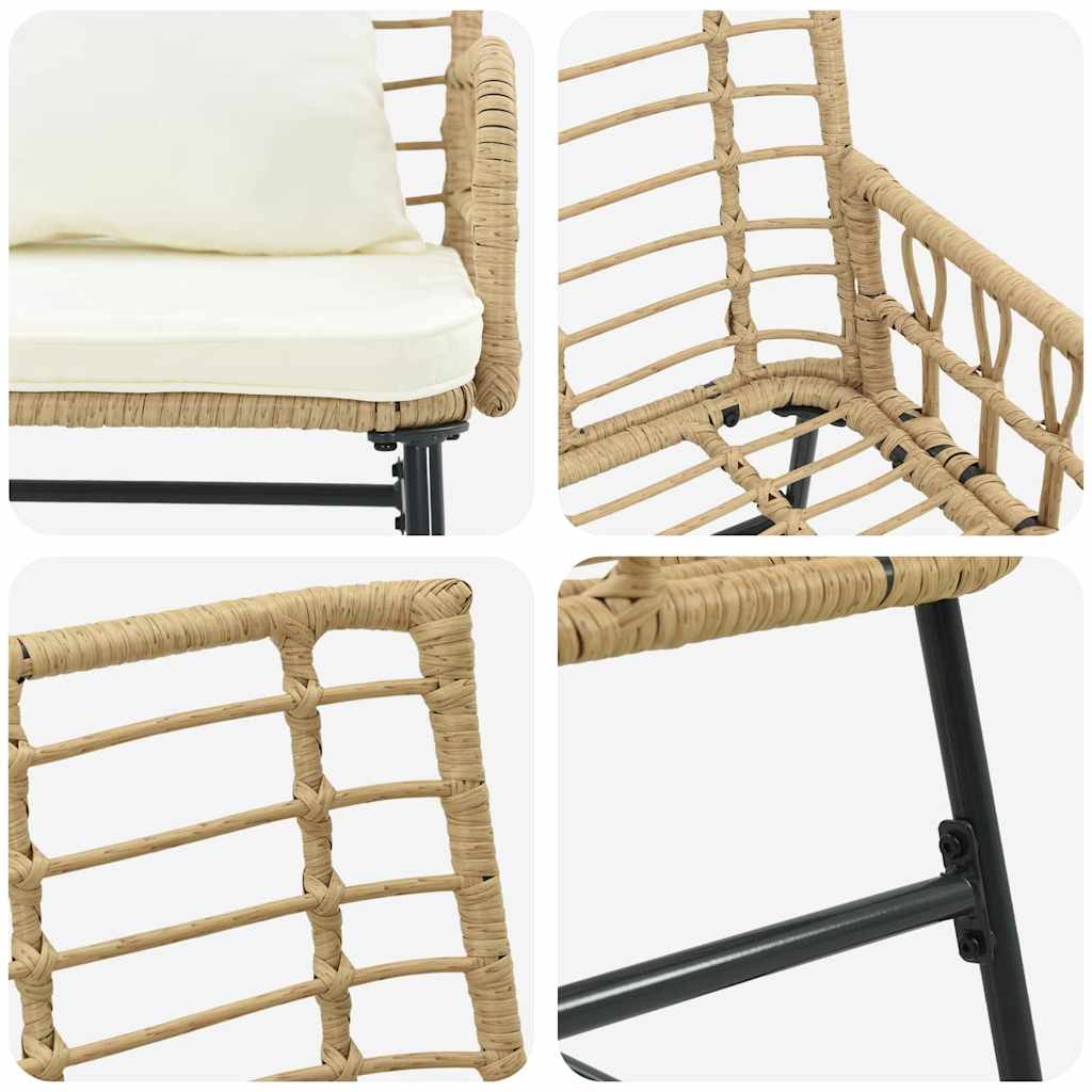 Garden Dining Set 3 pcs Brown and Cream Poly rattan, steel