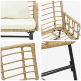 Garden Dining Set 3 pcs Brown and Cream Poly rattan, steel