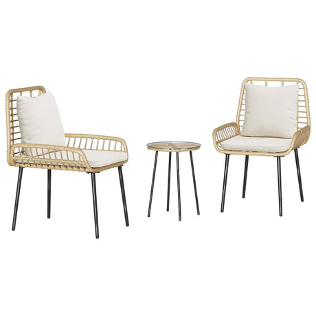 Garden Dining Set 3 pcs Brown and Black and Cream