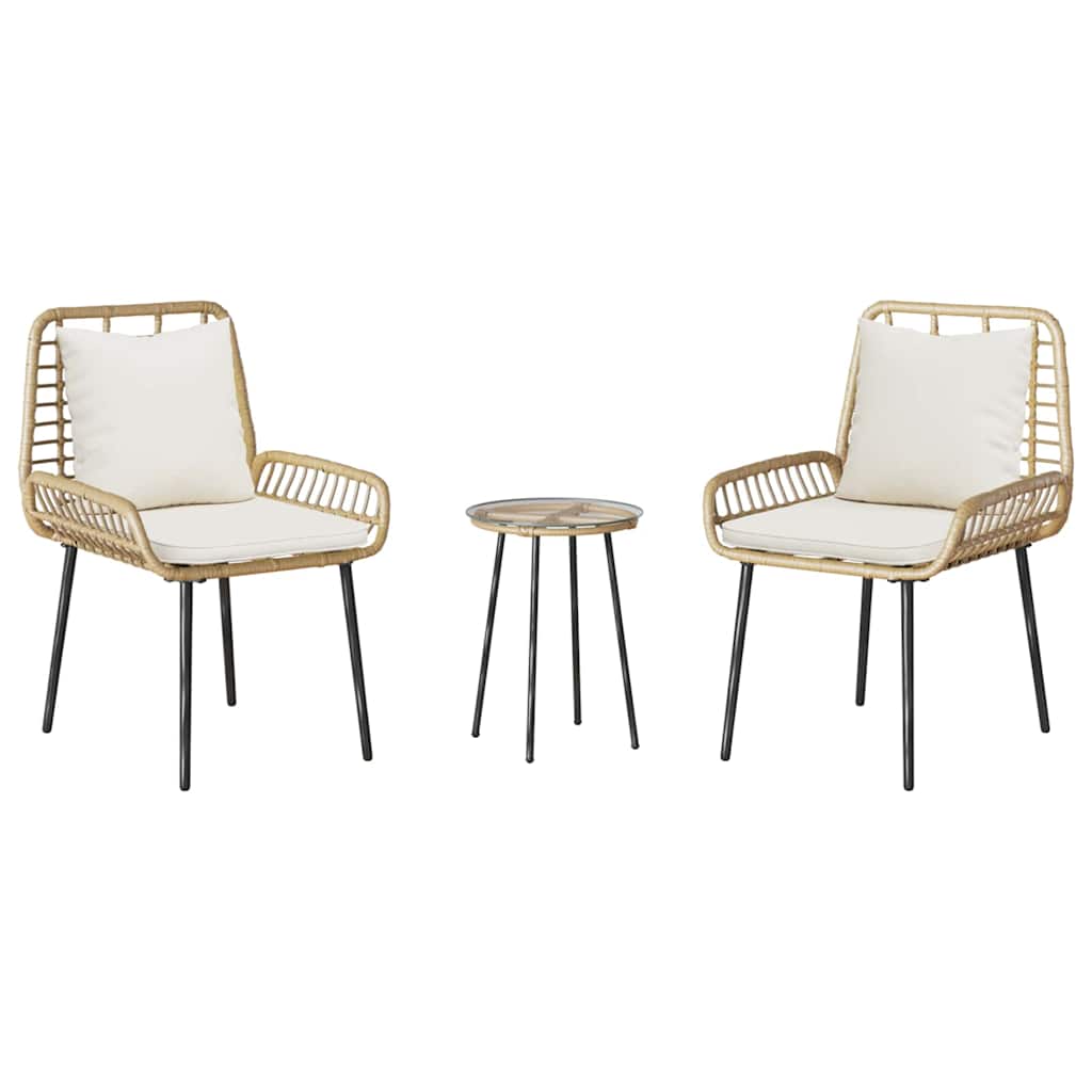 Garden Dining Set 3 pcs Brown and Black and Cream
