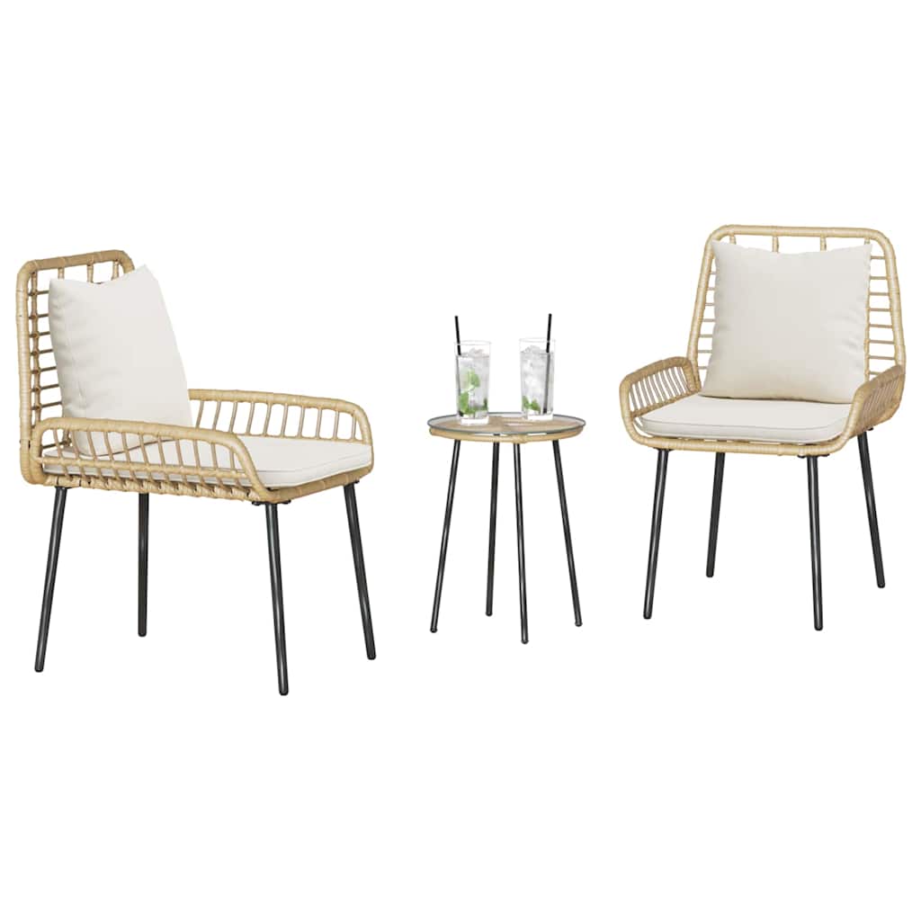 Garden Dining Set 3 pcs Brown and Black and Cream