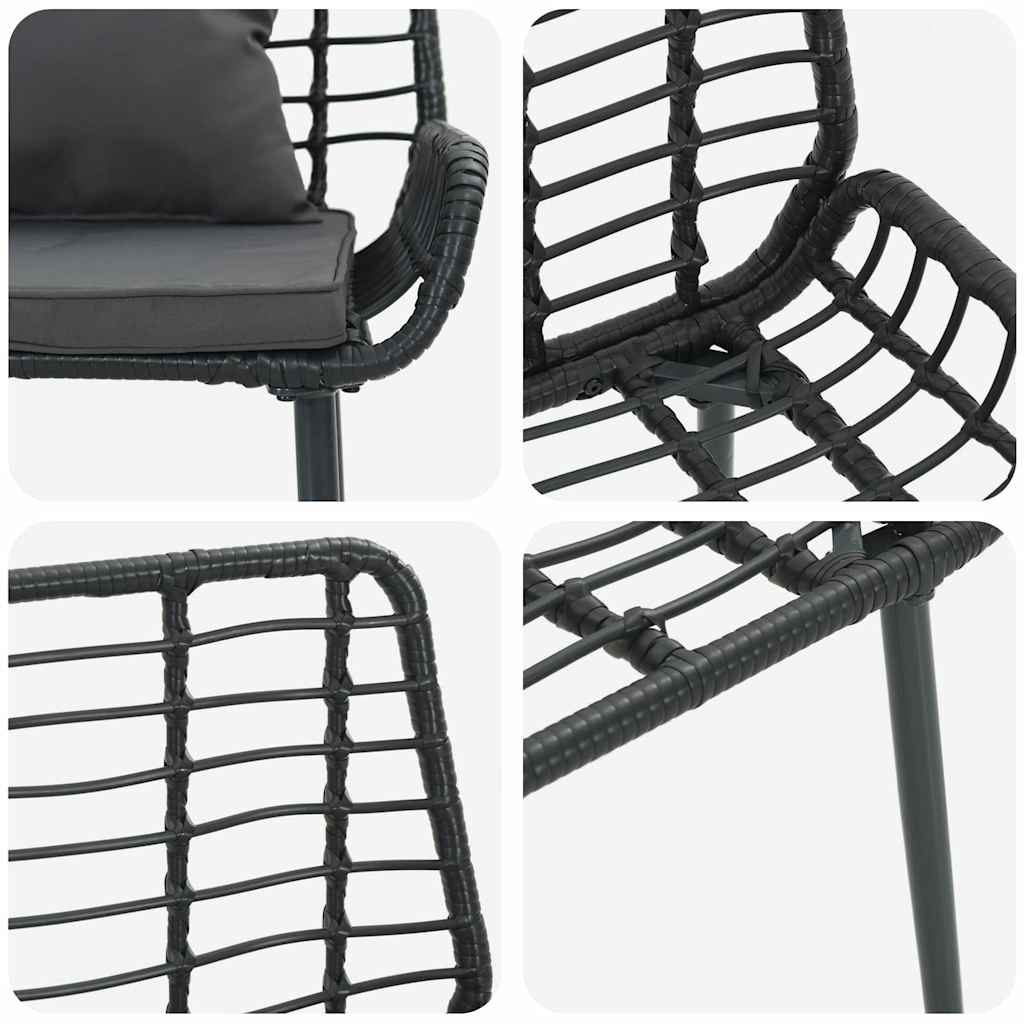 Garden Bench Black and Anthracite Poly rattan and steel
