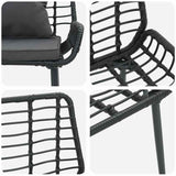 Garden Bench Black and Anthracite Poly rattan and steel