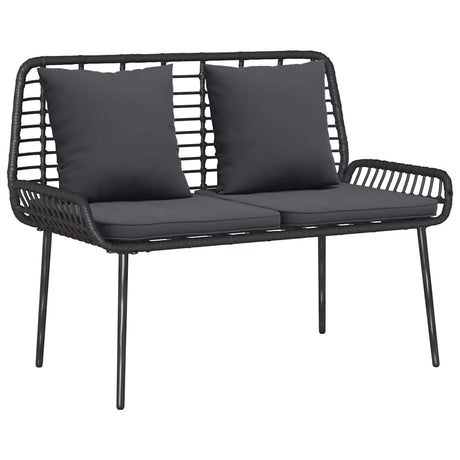 Garden Bench Black and Anthracite Poly rattan and steel