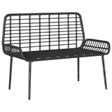 Garden Bench Black and Anthracite Poly rattan and steel