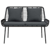 Garden Bench Black and Anthracite Poly rattan and steel