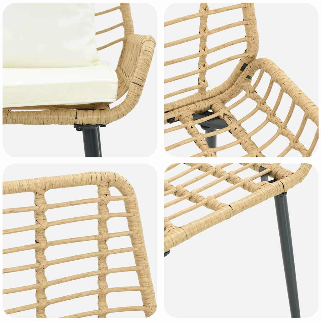 Garden Bench Brown and Black and Cream Poly rattan and steel