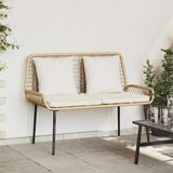 Garden Bench Brown and Black and Cream Poly rattan and steel