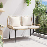 Garden Bench Brown and Black and Cream Poly rattan and steel