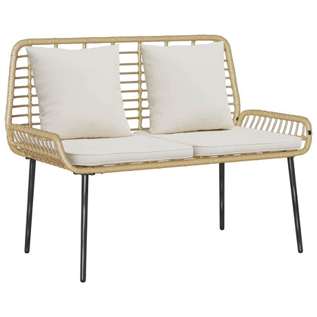 Garden Bench Brown and Black and Cream Poly rattan and steel