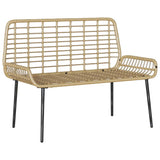 Garden Bench Brown and Black and Cream Poly rattan and steel