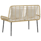 Garden Bench Brown and Black and Cream Poly rattan and steel