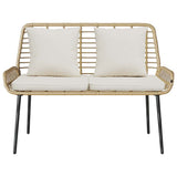 Garden Bench Brown and Black and Cream Poly rattan and steel