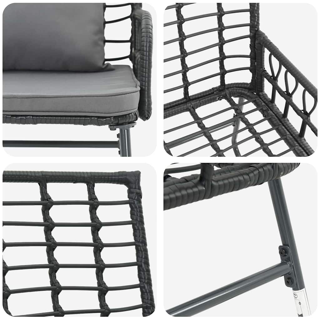 Garden Dining Set 3 pcs Black and Anthracite