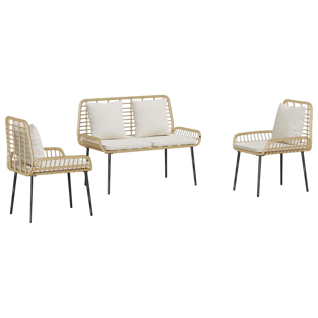 Garden Dining Set 3 pcs Brown and Black and Cream