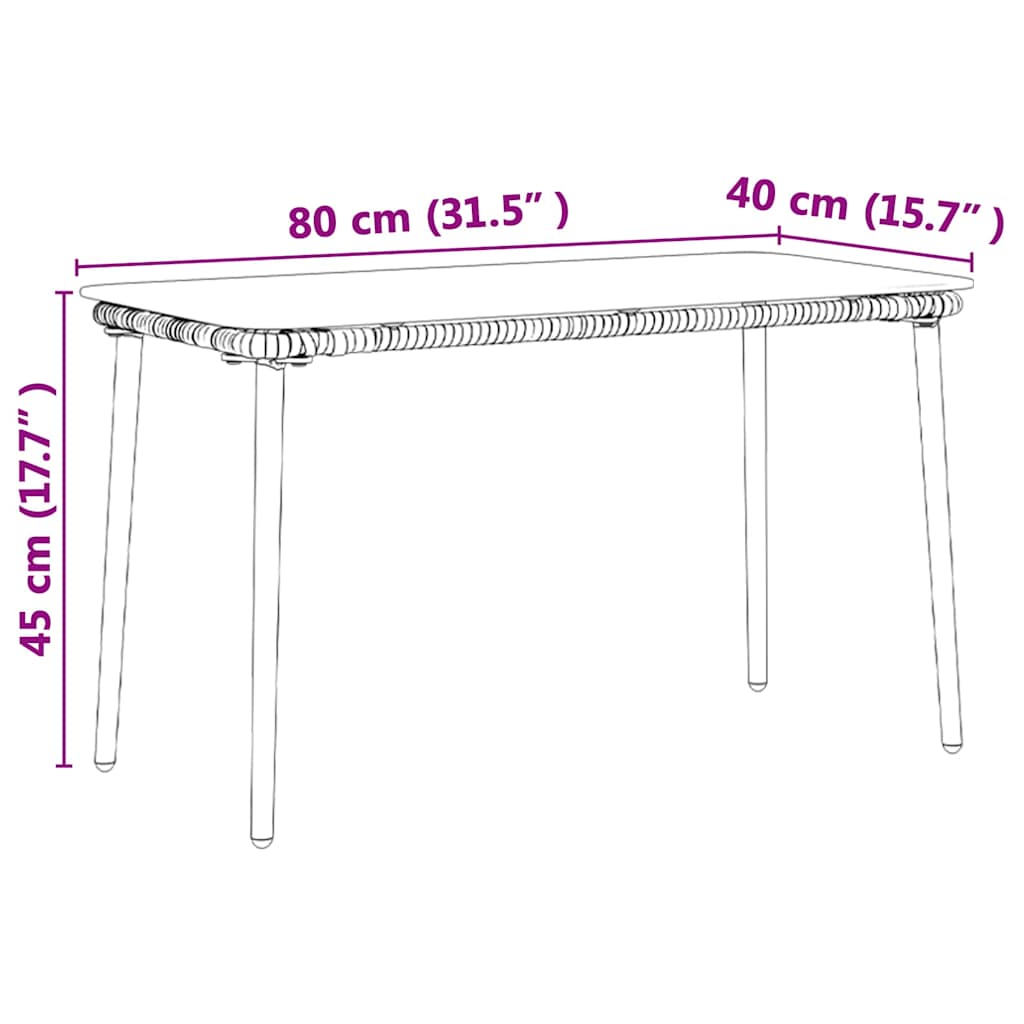Garden Table Black 80 x 40 x 45.5 cm Poly rattan
