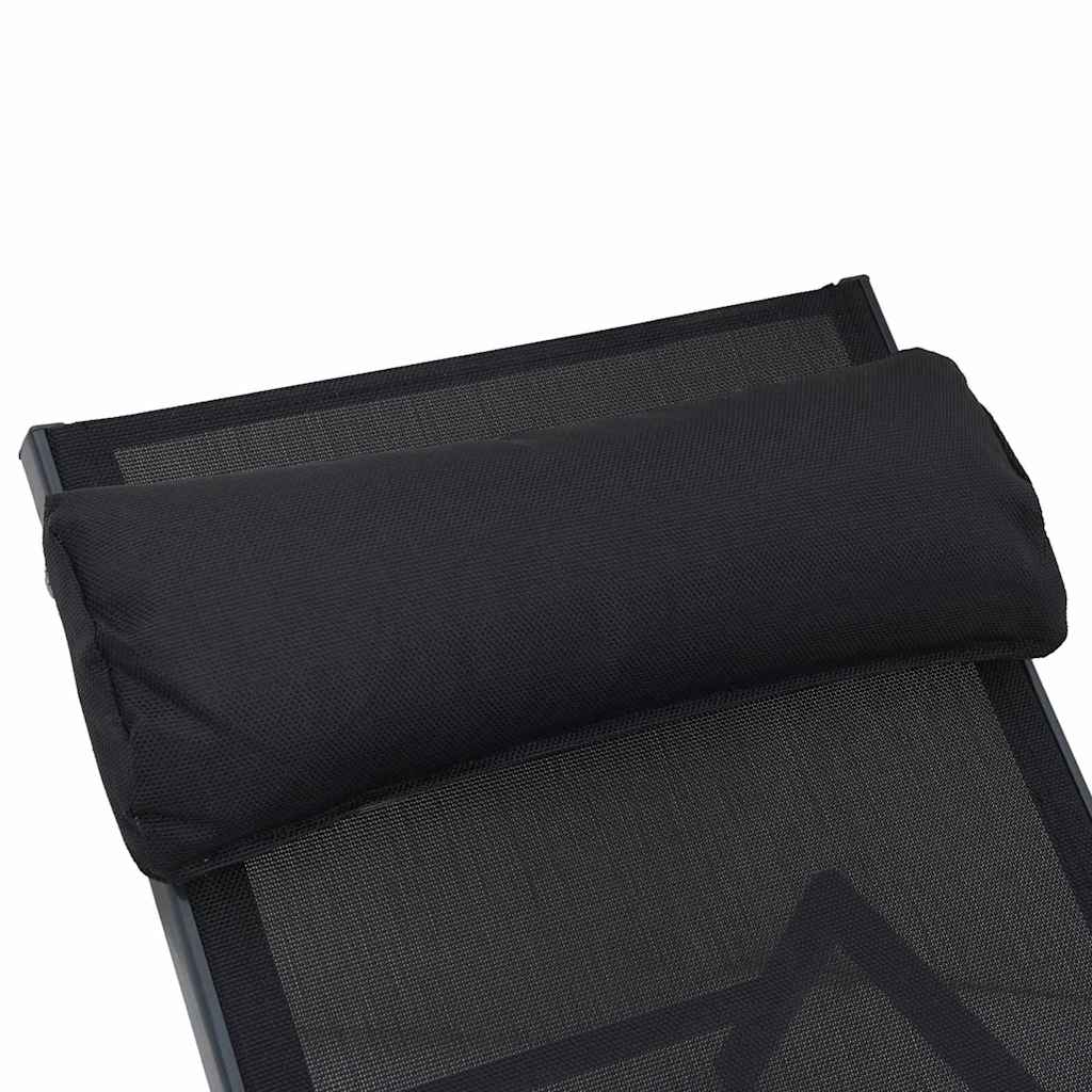 Sunlounger 1-person Black 197 x 54 x 86 cm Steel and textilene