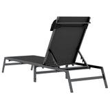 Sunlounger 1-person Black 197 x 54 x 86 cm Steel and textilene