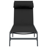 Sunlounger 1-person Black 197 x 54 x 86 cm Steel and textilene