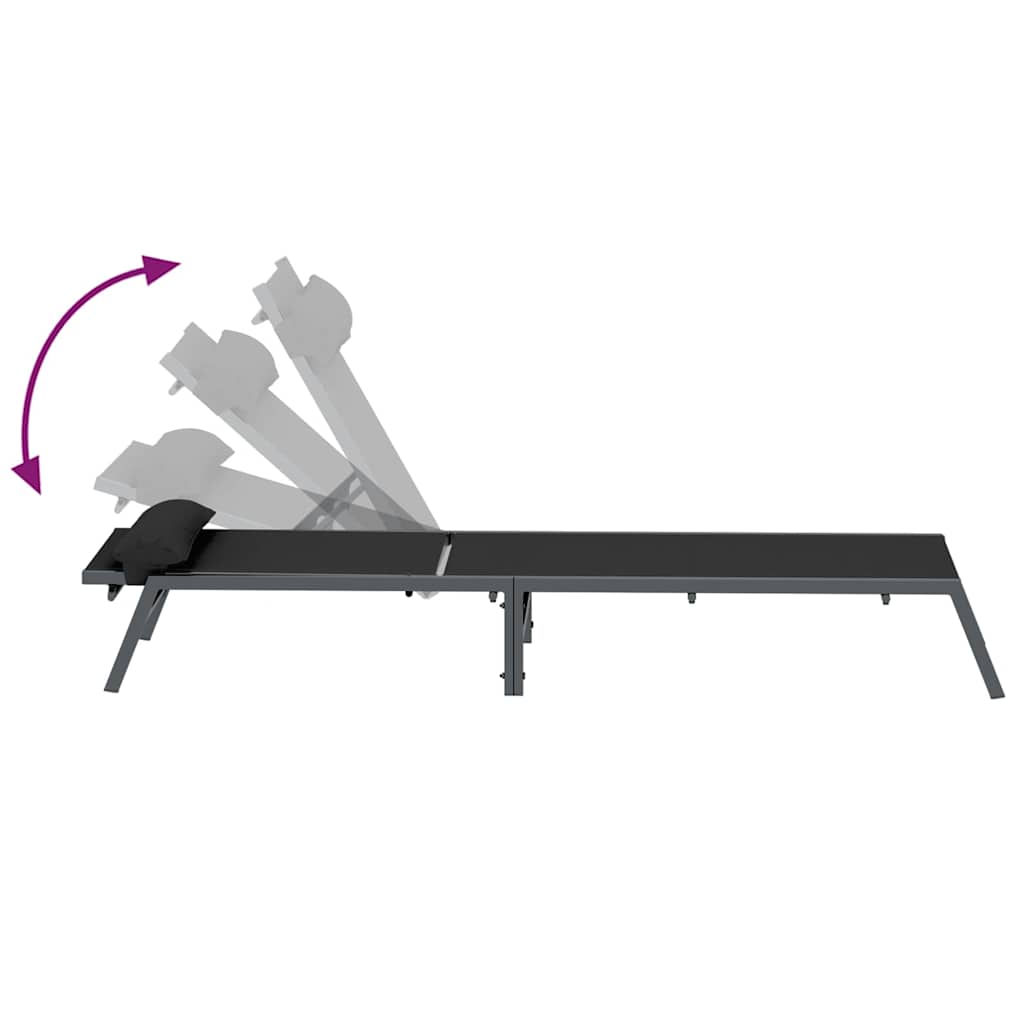 Sunlounger 1-person Black 197 x 54 x 86 cm Steel and textilene