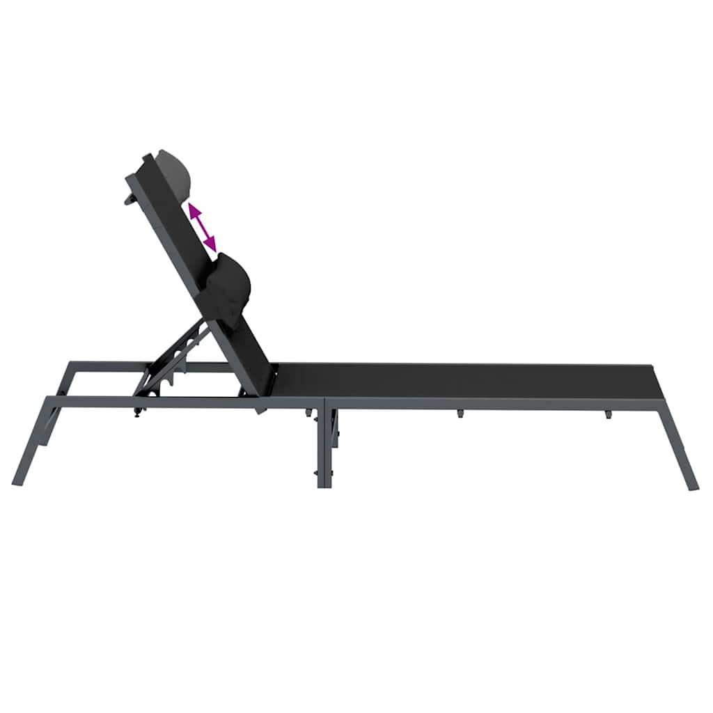 Sunlounger 1-person Black 197 x 54 x 86 cm Steel and textilene