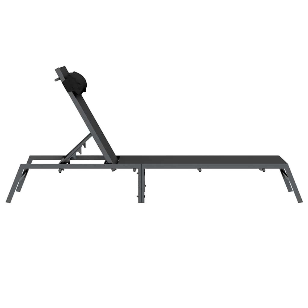 Sunlounger 1-person Black 197 x 54 x 86 cm Steel and textilene