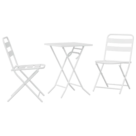 Bistro Set Folding 3 pcs White Steel