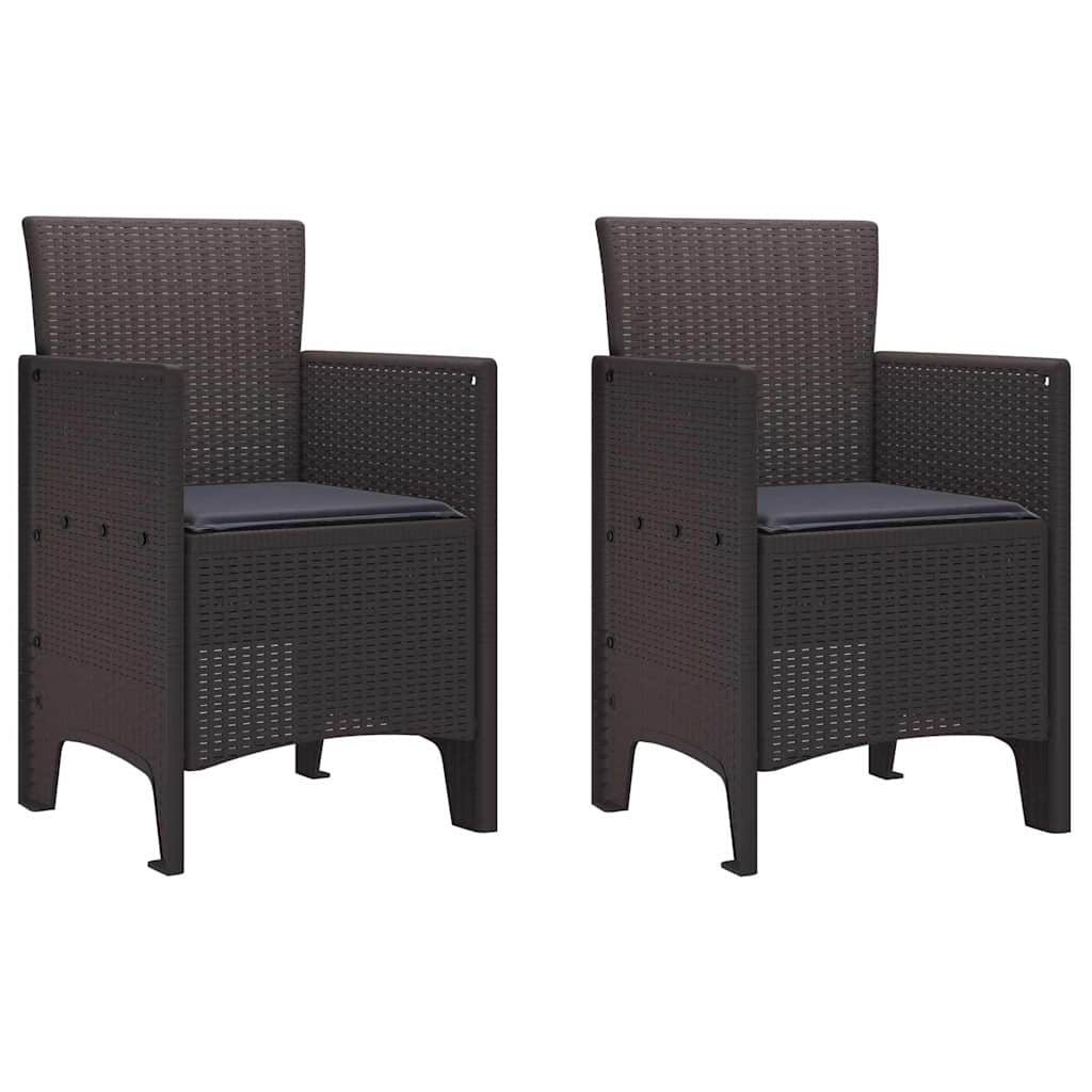 Garden Chair 2 pcs Brown 53 x 49 x 85 cm PP