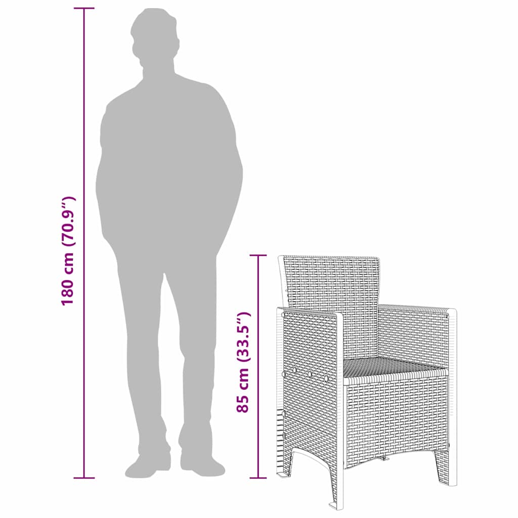 Garden Chair 2 pcs Light grey 53 x 49 x 85 cm PP