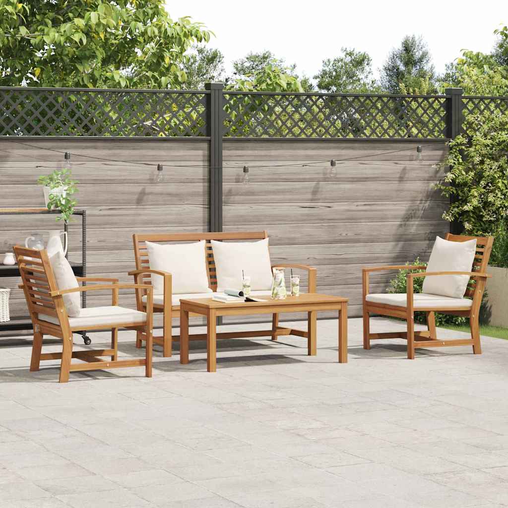 Garden Sofa Set 4 pcs Natural Solid teak wood